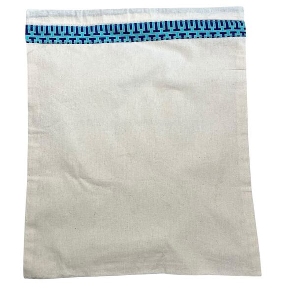 Tory Burch Drawstring Dust Bag Ivory w Blue/Green/Purple Ribbon 15" X 11.5" NEW - Picture 1 of 6